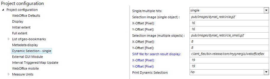 Dynamic selection configuration