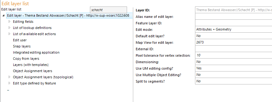 Edit layers configuration