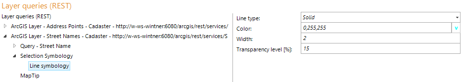 Line symbology configuration