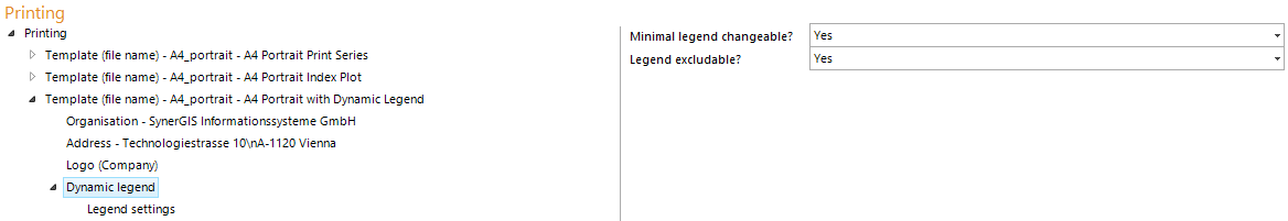 Dynamic legend configuration