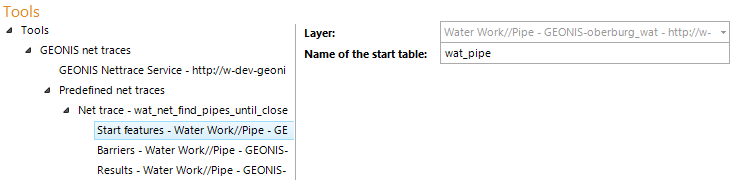 GEONIS net trace start feature configuration