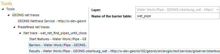 GEONIS net trace barriers configuration