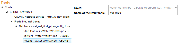 GEONIS net trace results configuration