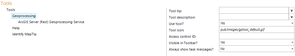 Geoprocessing tool configuration