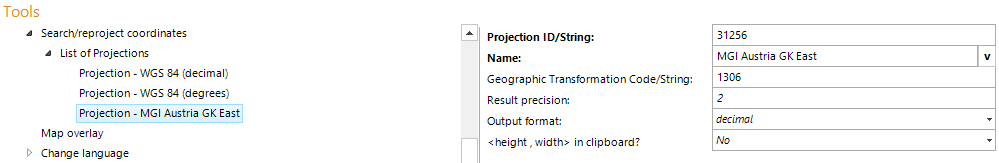 Projection configuration Projection configuration