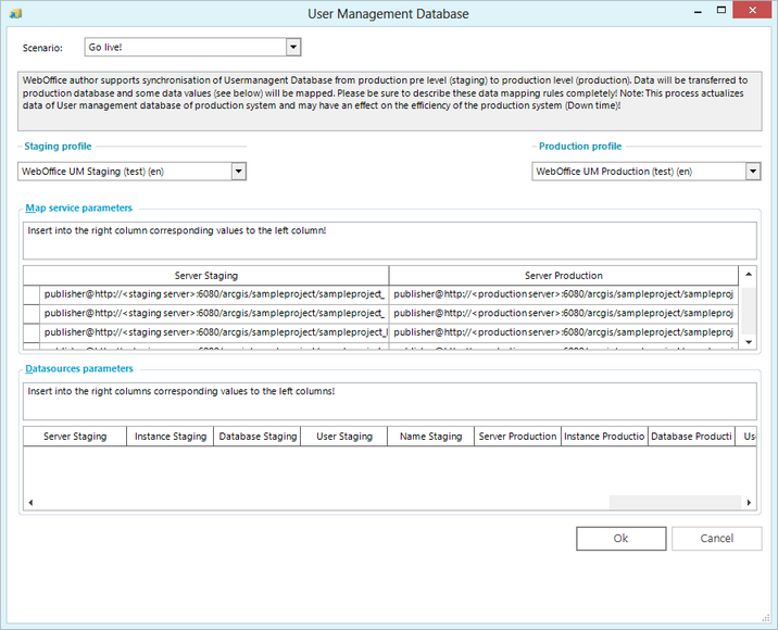 Go Live! scenario in User Management Database dialog