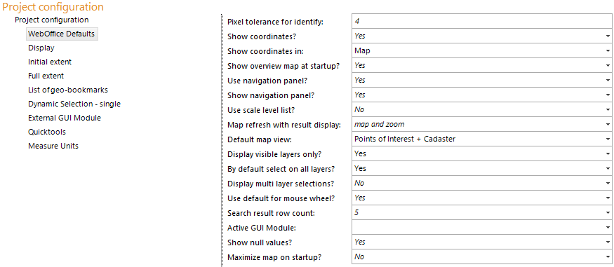 WebOffice defaults configuration WebOffice defaults configuration
