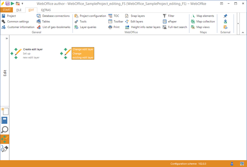 Starting the wizard "Change edit layer"