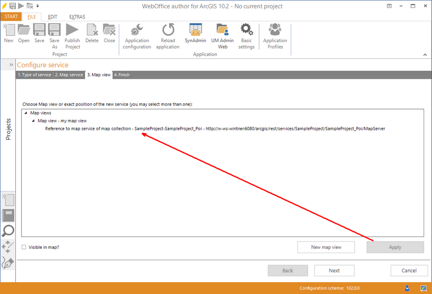 Wizard "Add service" - apply the reference to the map view
