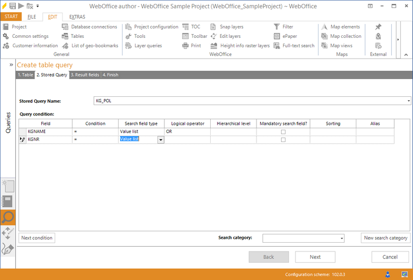 Wizard "Create table query" - create predefined query