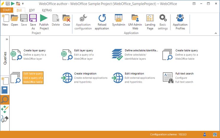 Starting the wizard "Edit table query"