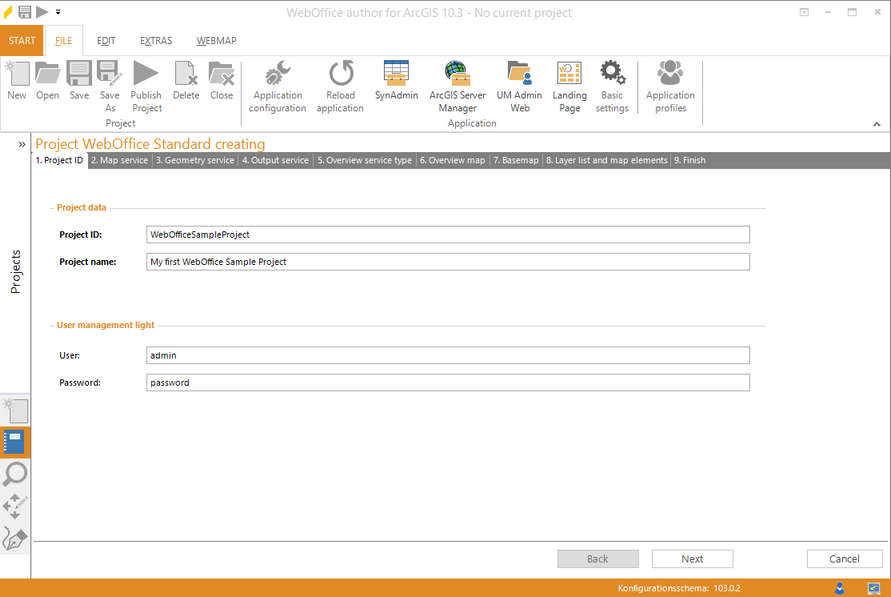 Wizard "Create Project" - project settings