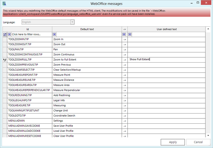 WebOffice messages dialog
