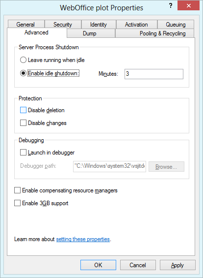 WebOffice plot Properties - Advanced