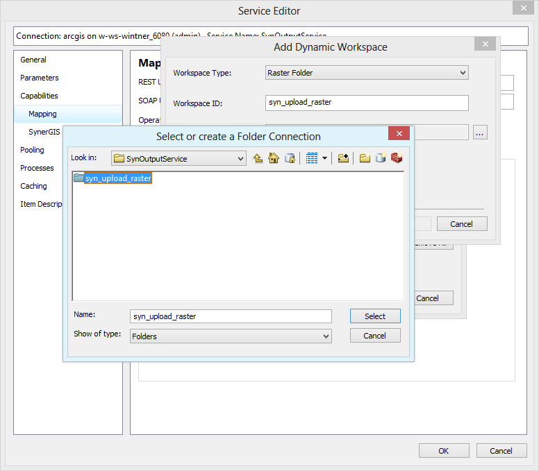 Add dynamic workspace - select the raster folder