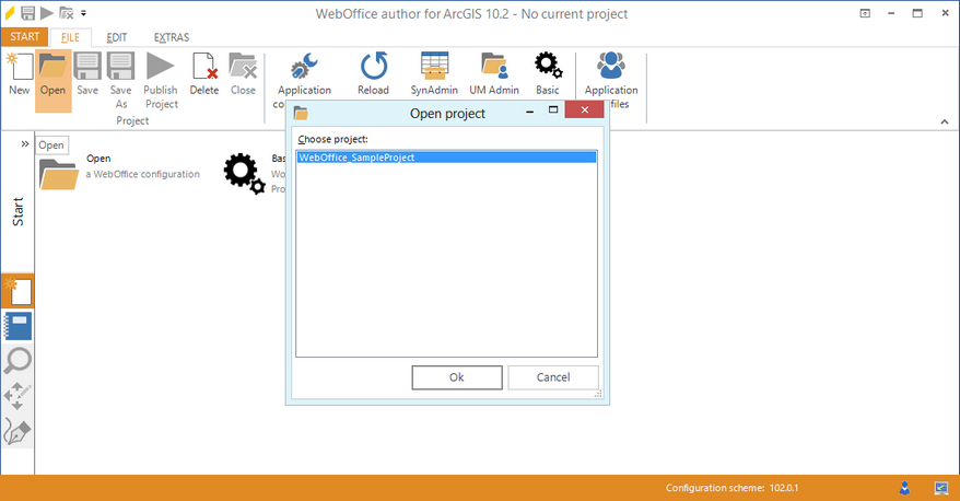 WebOffice author - load the project configuration