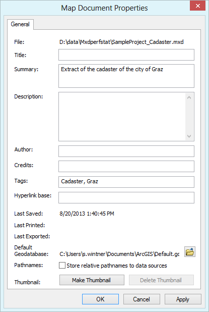 Map document properties - store full path names to data sources