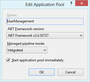 New application pool "UserManagement"