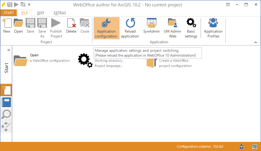 Open the WebOffice 10.3 SP2 application configuration