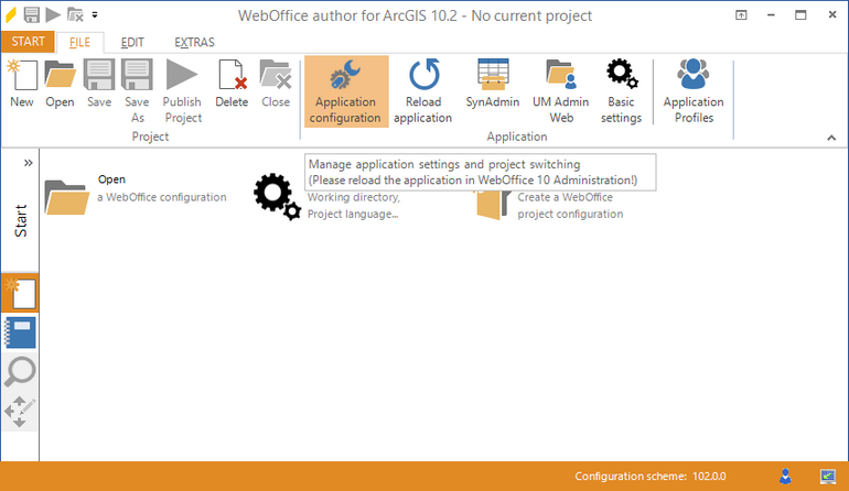 Open the application configuration