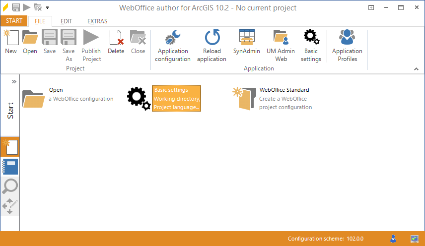 Open basic settings in WebOffice author