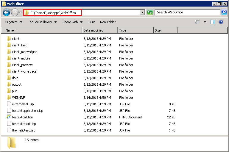 Directory structure of WebOffice 10.3 SP2 web application