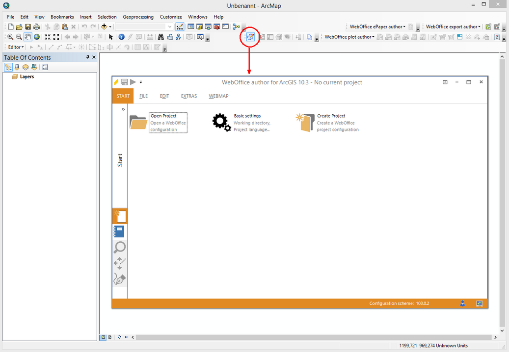 Open WebOffice author in ArcMap