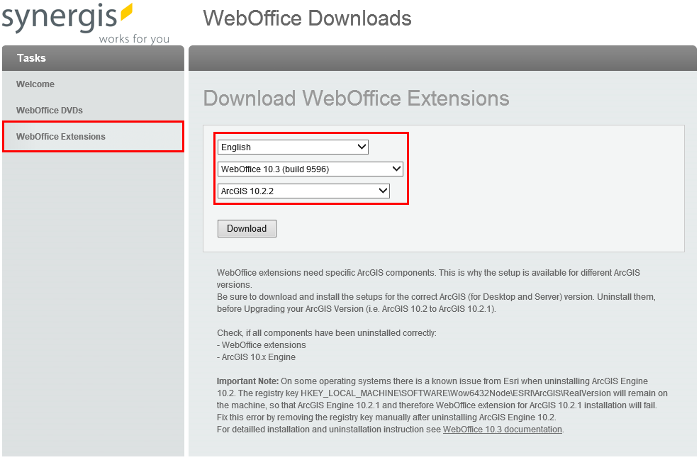 Download the corresponding installation file
