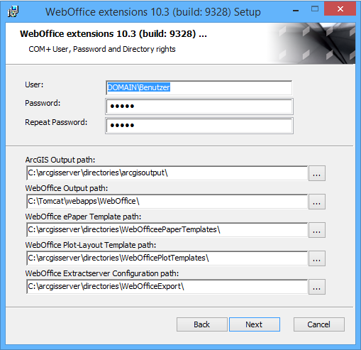 Installation with a WebOffice extensions 10.3 Domain user