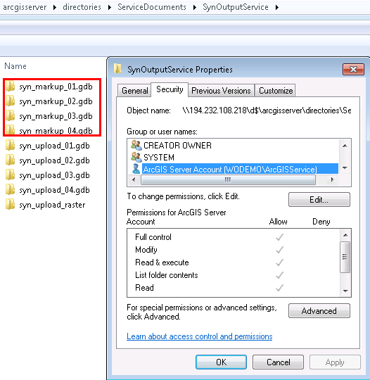 SynOutputService - Security settings for gdb