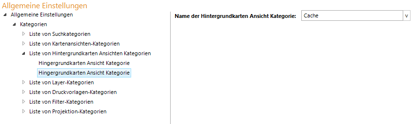 Konfiguration einer Hintergrundkarten Ansicht Kategorie