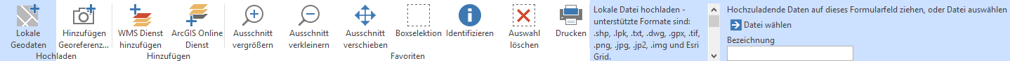 Werkzeugformular zum Hochladen lokaler Geodaten im WebOffice core Client Werkzeugformular zum Hochladen lokaler Geodaten im WebOffice core Client