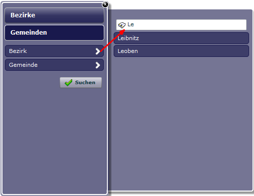 Suchwerte aus Werteliste mit Auto-Vervollständigung