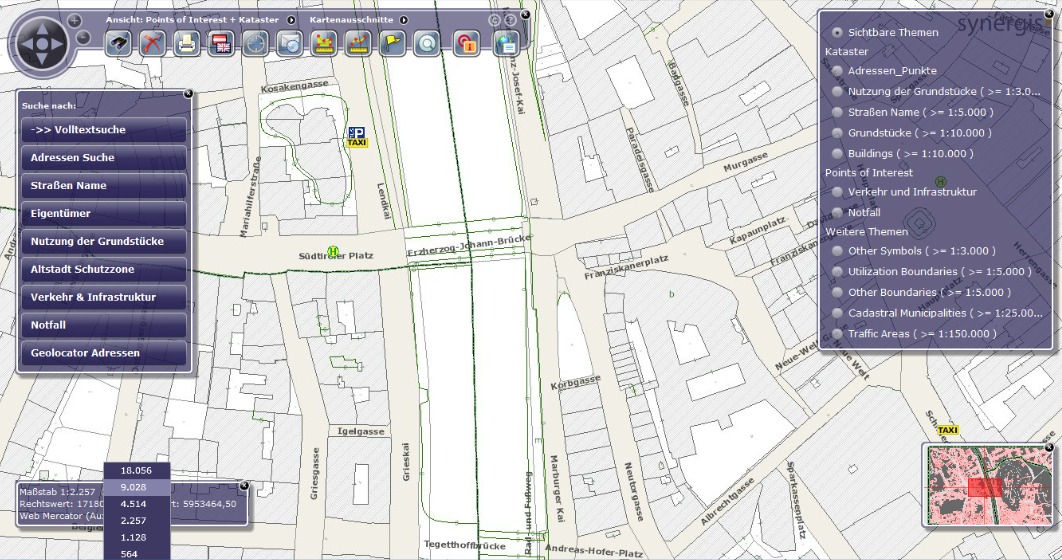 Auswahl eines Maßstab im flex Client