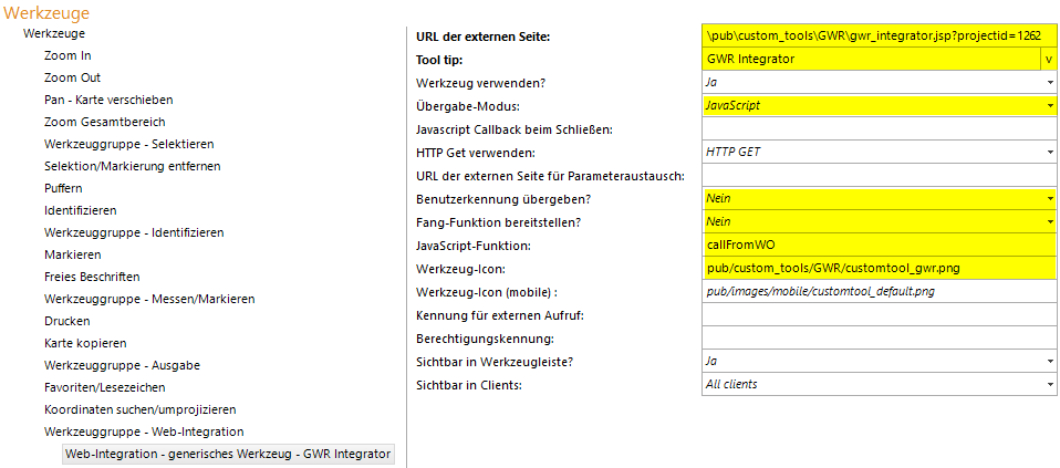 GWR-Integrator Web-Integration
