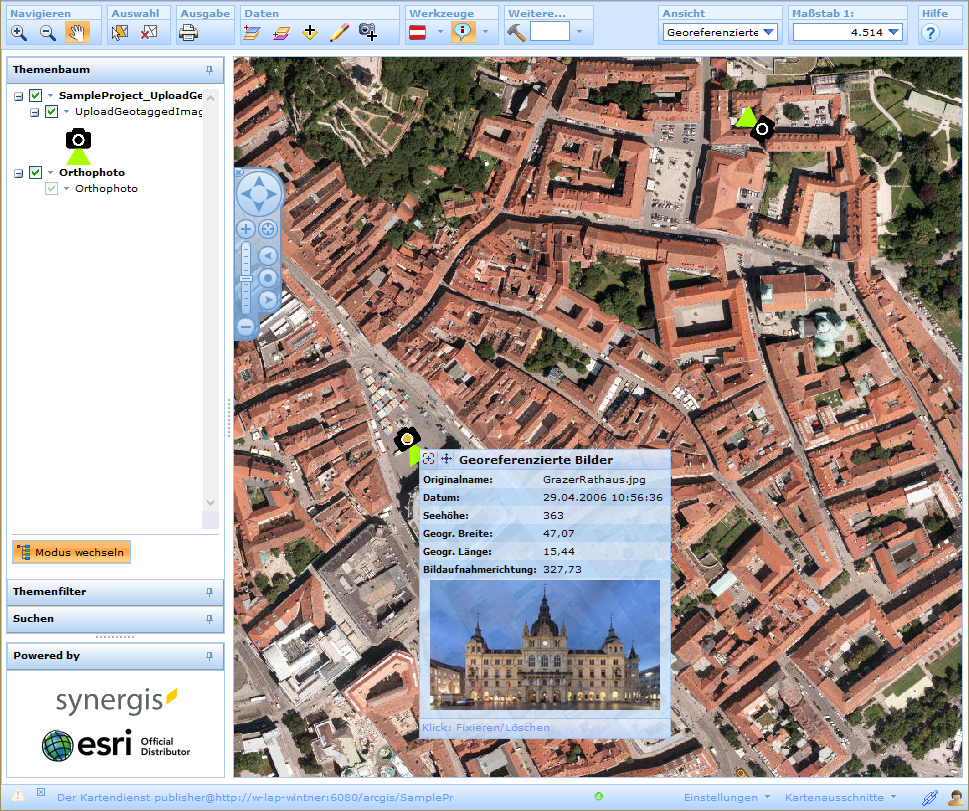Darstellung eines georeferenzierten Bildes mit MapTip/Hyperlink im WebOffice html client