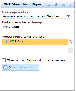 WMS Dienst aus einer vordefinierten Liste hinzufügen
