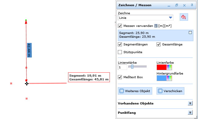 Rechtwinkelige Distanzen messen im WebOffice html client
