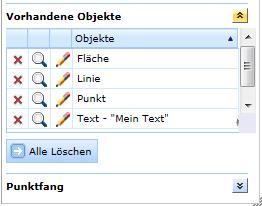 Übersicht bereits vorhandener Objekte