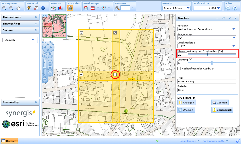 Wählen Sie die zu druckenden Seiten und definieren eine Überschneidung der Druckseiten Wählen Sie die zu druckenden Seiten und definieren eine Überschneidung der Druckseiten