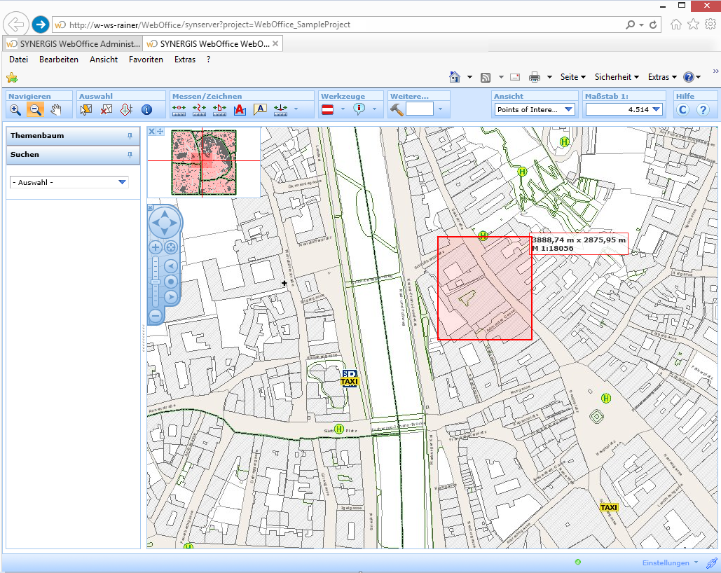 Festlegen des zu verkleinernden Kartenausschnittes Festlegen des zu verkleinernden Kartenausschnittes