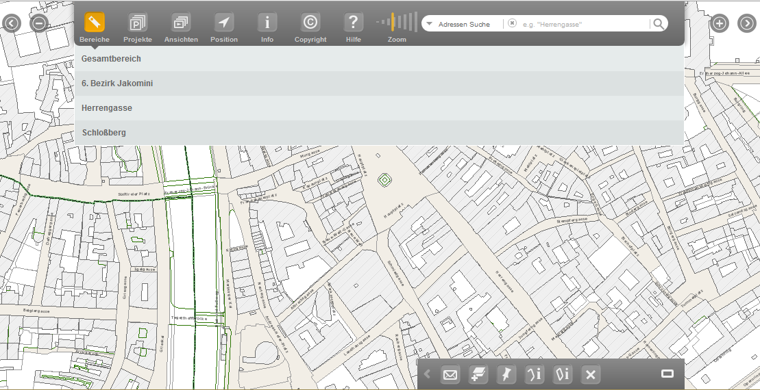 BereichAuswahlliste im WebOffice mobile Client