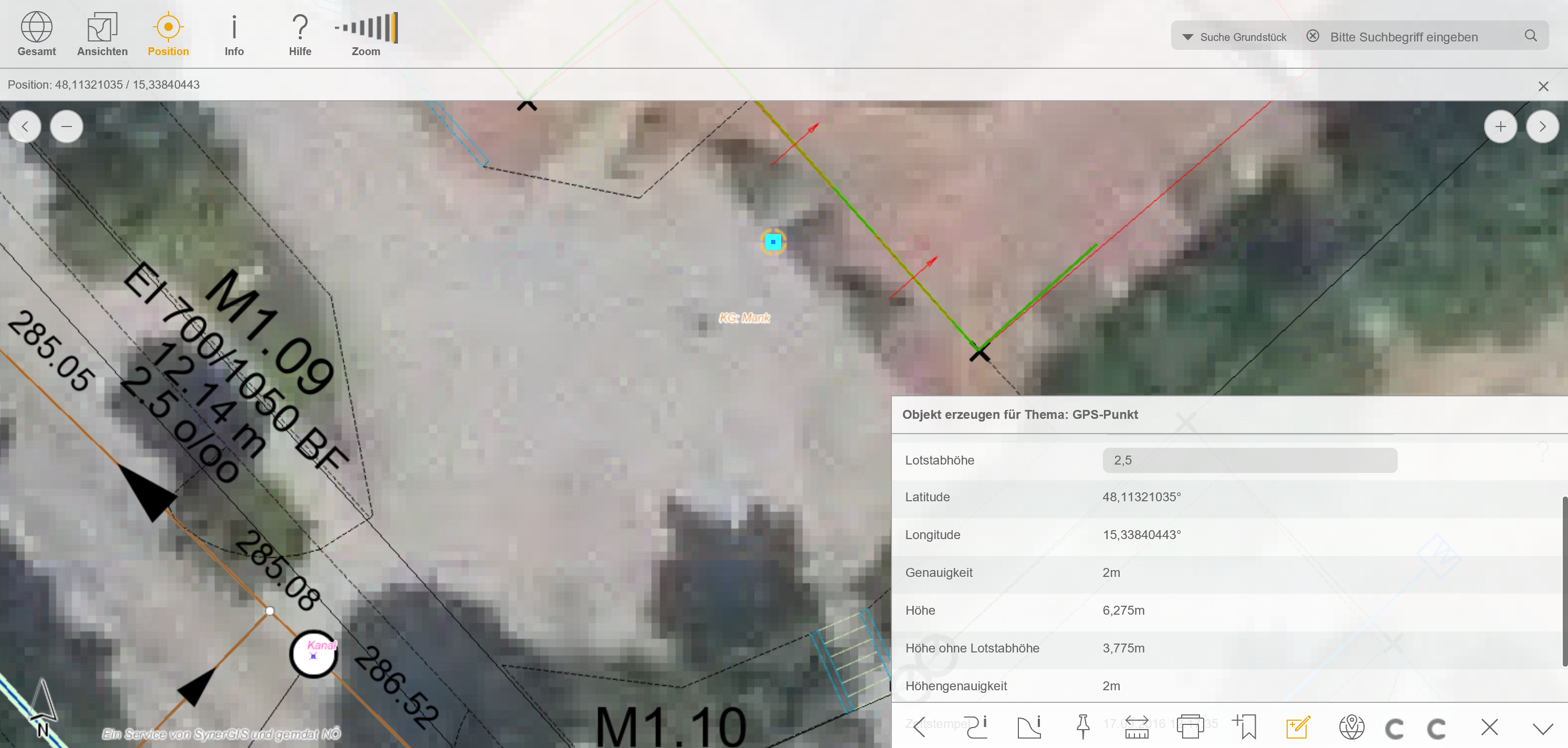 Übernahme von GPS Informationen in den Editierdialog des WebOffice mobile client