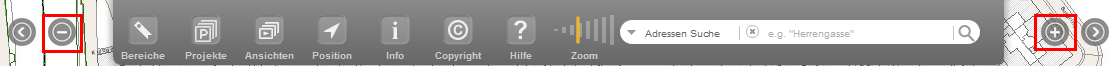  Zoom Out (-) und Zoom In (+)