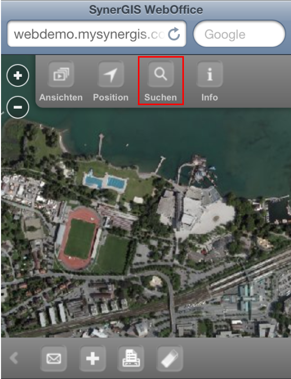 Suche auf kleinem Display
