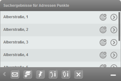 Suchergebnis (Objektübersicht) im mobile Client