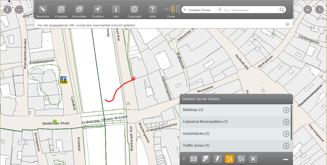 Auswählen über Linie im WebOffice mobile Client