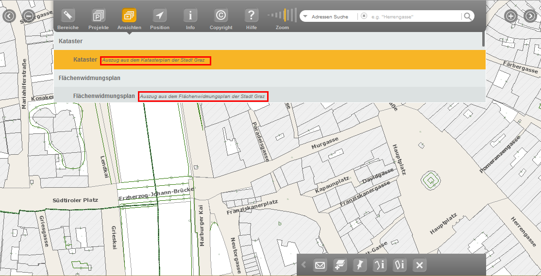 Informationen zur Kartenansicht im WebOffice mobile Client