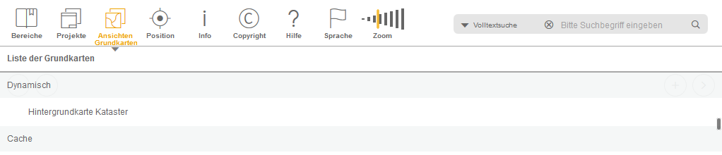 Auswahl einer Hintergrundkarten Ansicht im WebOffice mobile Client
