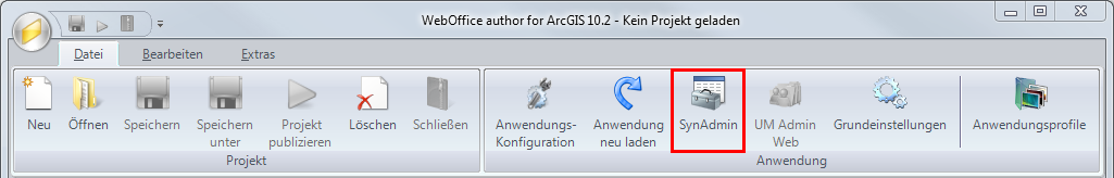 Öffnen der WebOffice 10.4 SP2 Administrationsseite von WebOffice author